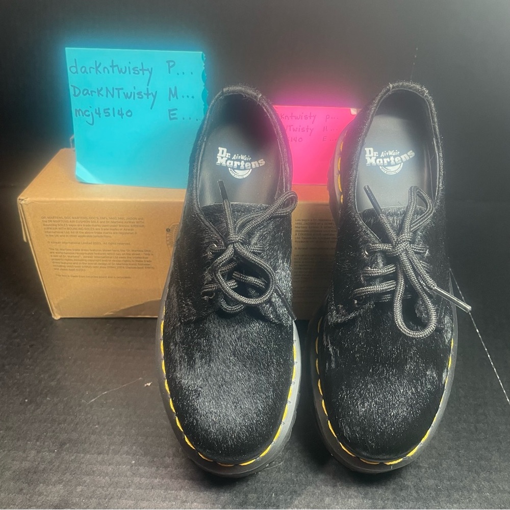 BNIB Dr.Martens 1461 QUAD BLACK CALF HAIR ON PLATFORM LOAFER UK3 US5 Big Kid 3